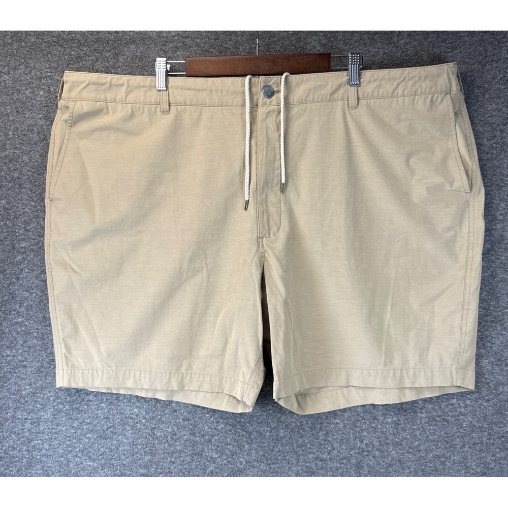 Faherty All Day Shorts Mens 50 Khaki Hybrid Quick Dry Stretch Board 7.5" Unlined